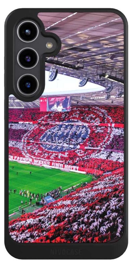NIVOCASE Hülle für Samsung Galaxy S24+ Handyhülle NIVOcore Case Schwarz FC Bayern München FCB Stadion