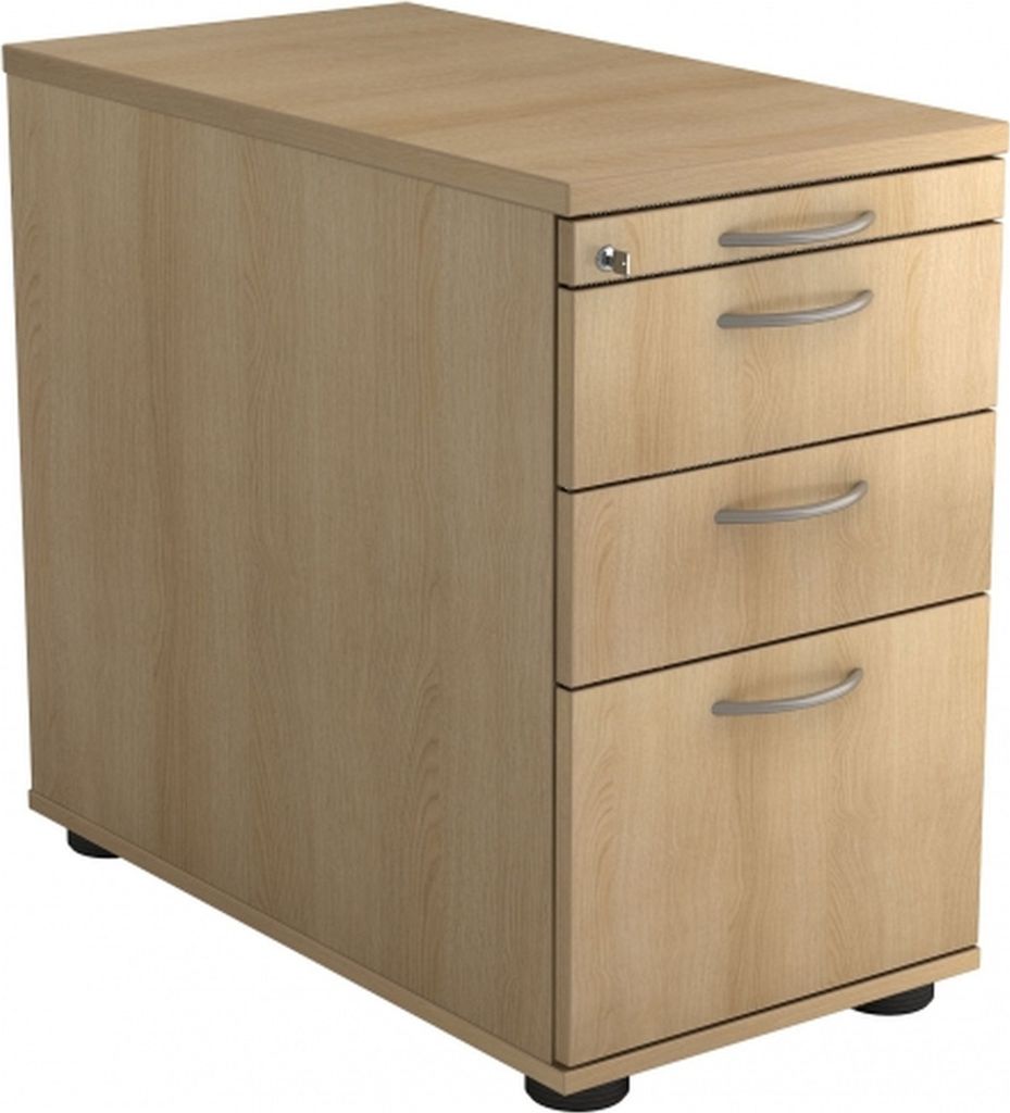 Standcontainer 80cm 2 Schub 1 Hängeregistratur Schloss Bogengriff Eiche