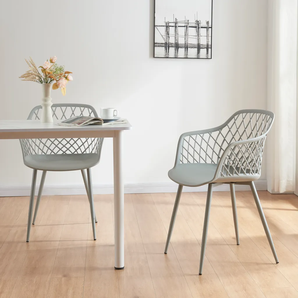 Chaise de cuisine Kangasniemi lot de 2 pour petits espaces gris clair