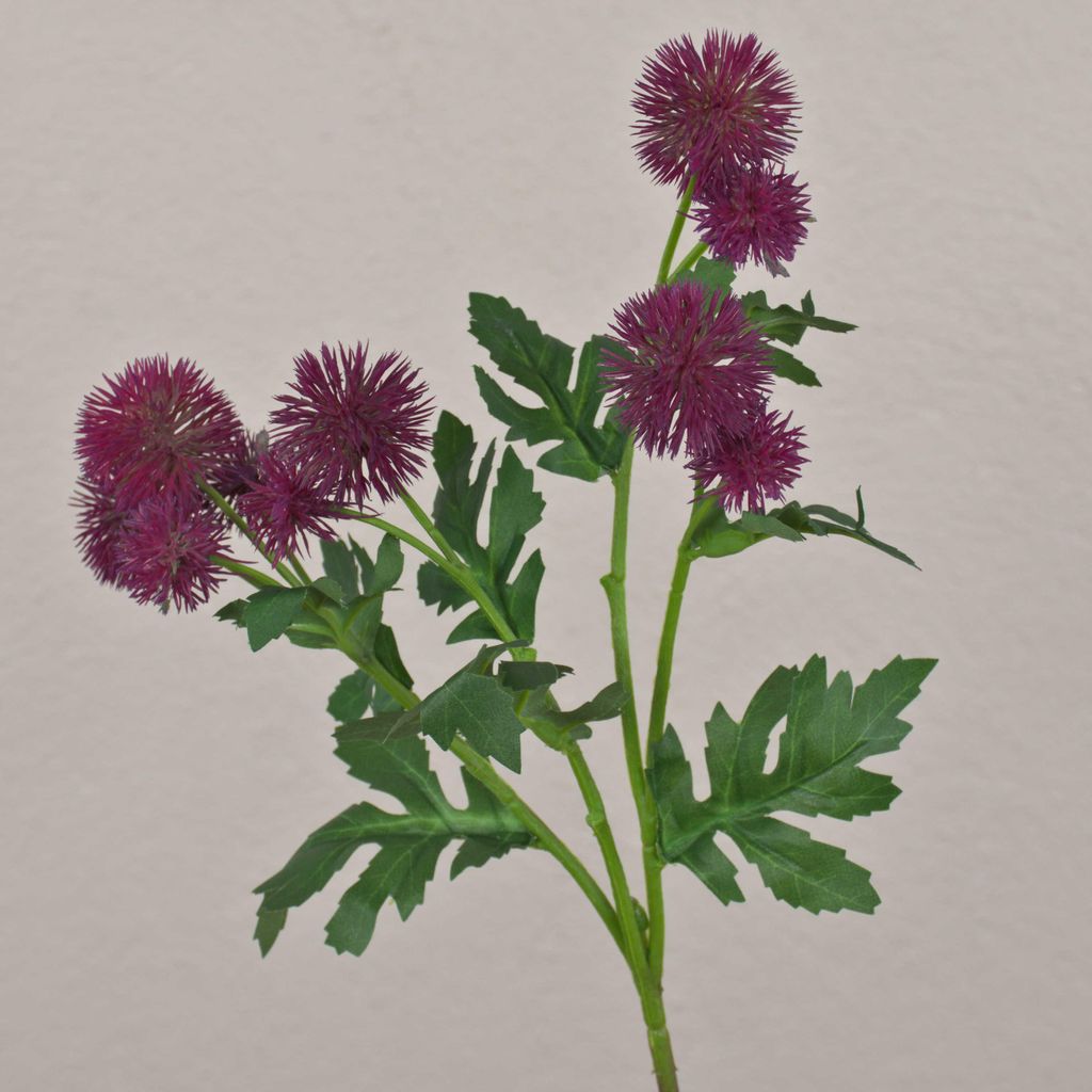 artplants.de Kunstzweig Kugeldistel TRAUDLINDE, violett, 55cm - Kunstblumen Zweig