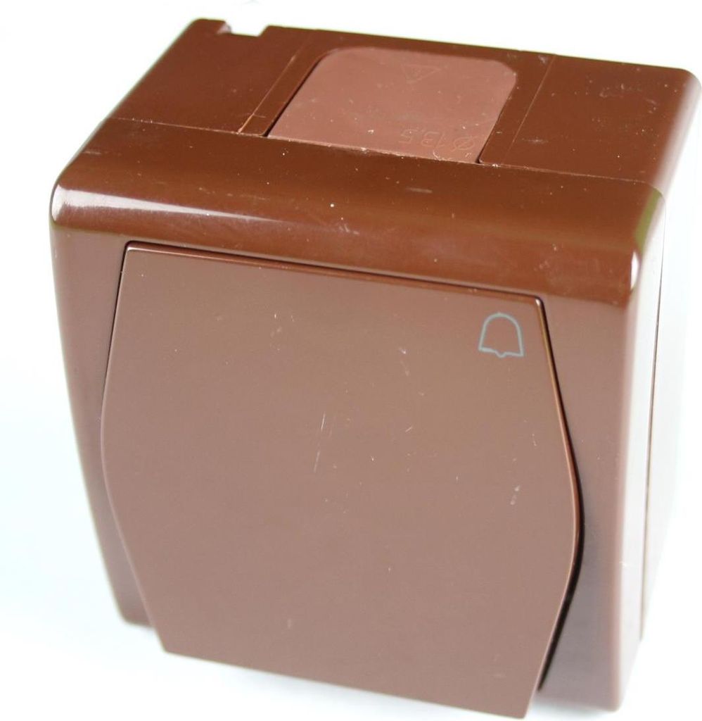 Aufputz Taster Klingel Schalter IP44, Farbe braun, 10 A 230 V HERMES2
