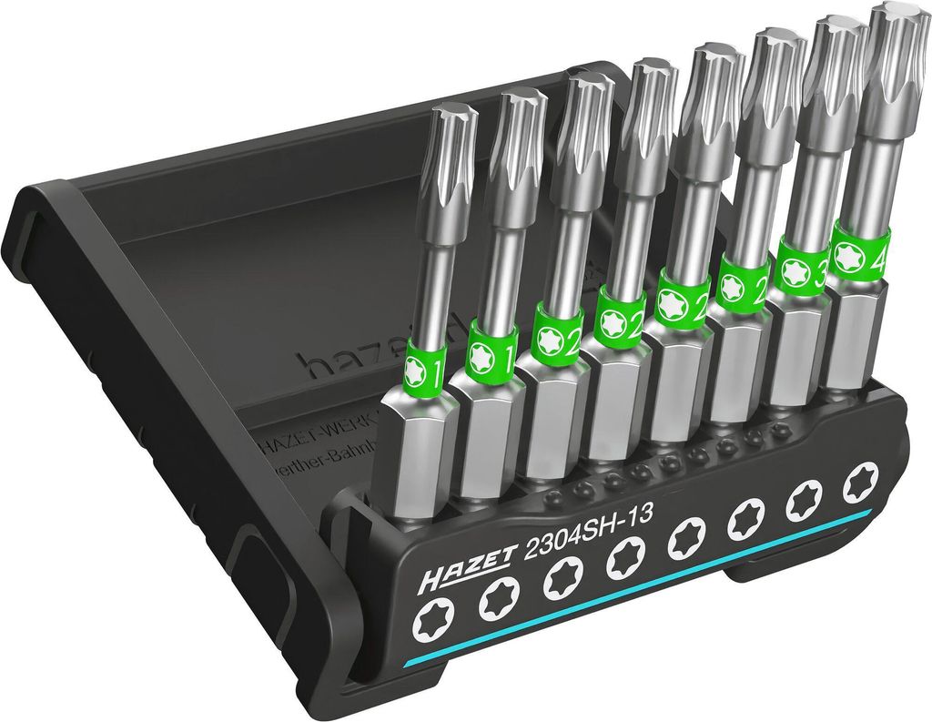 Hazet SmartHolder mit 8 Bits, lang 1/4 (6,3 mm) Sechskant massiv, Innen TX Profil, 8-tlg., T10 - T40