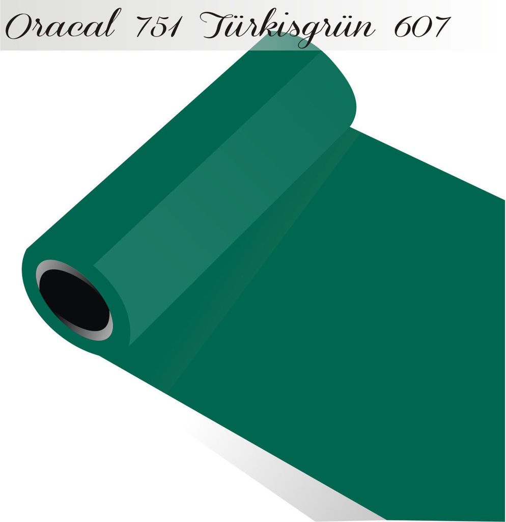 Oracal 751 - Orafol Folie 5m (Laufmeter) freie Farbwahl 118 glänzende Farben - glanz in 4 Größen, 50 cm Folienhöhe türkisgrün - 607