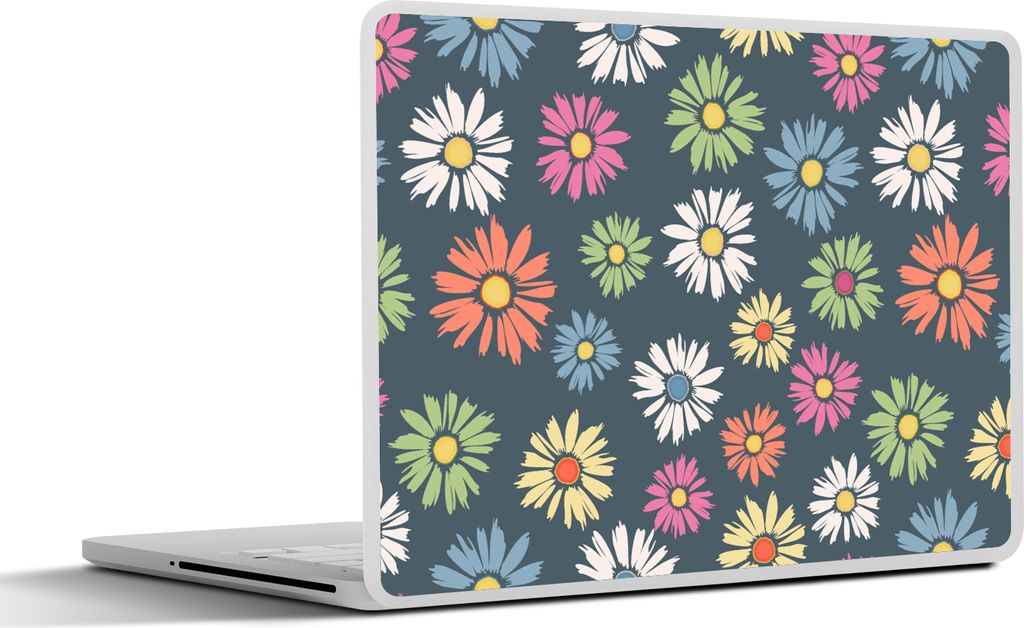 MuchoWow Laptop Aufkleber Sticker Cover Regenbogen - Design - Blumen 32.5x23.5 cm - Sticker für Laptop - Selbstklebend
