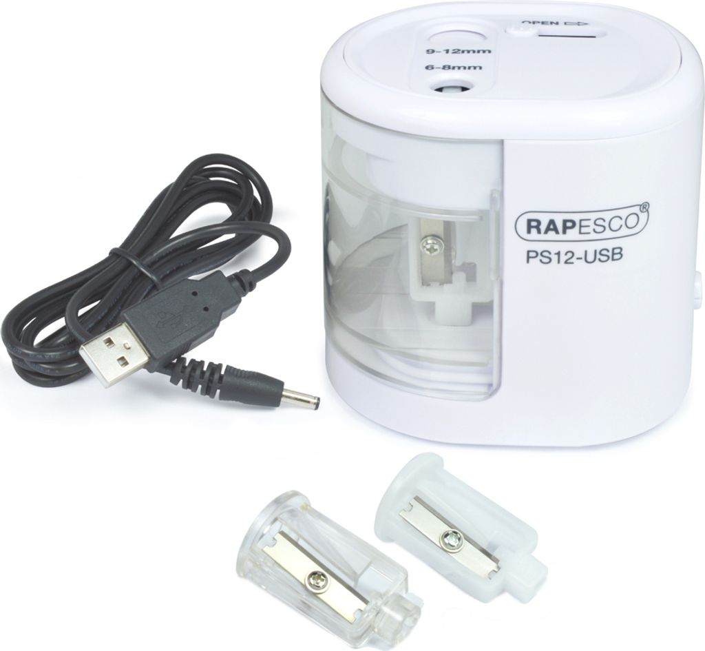 RAPESCO Elektrischer Doppel-Spitzer PS12-USB weiß