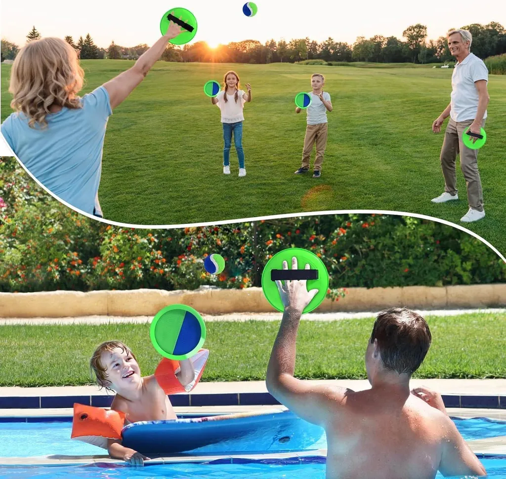 Jeu de balle velcro pour enfants : set 2 raquettes et balles avec sac