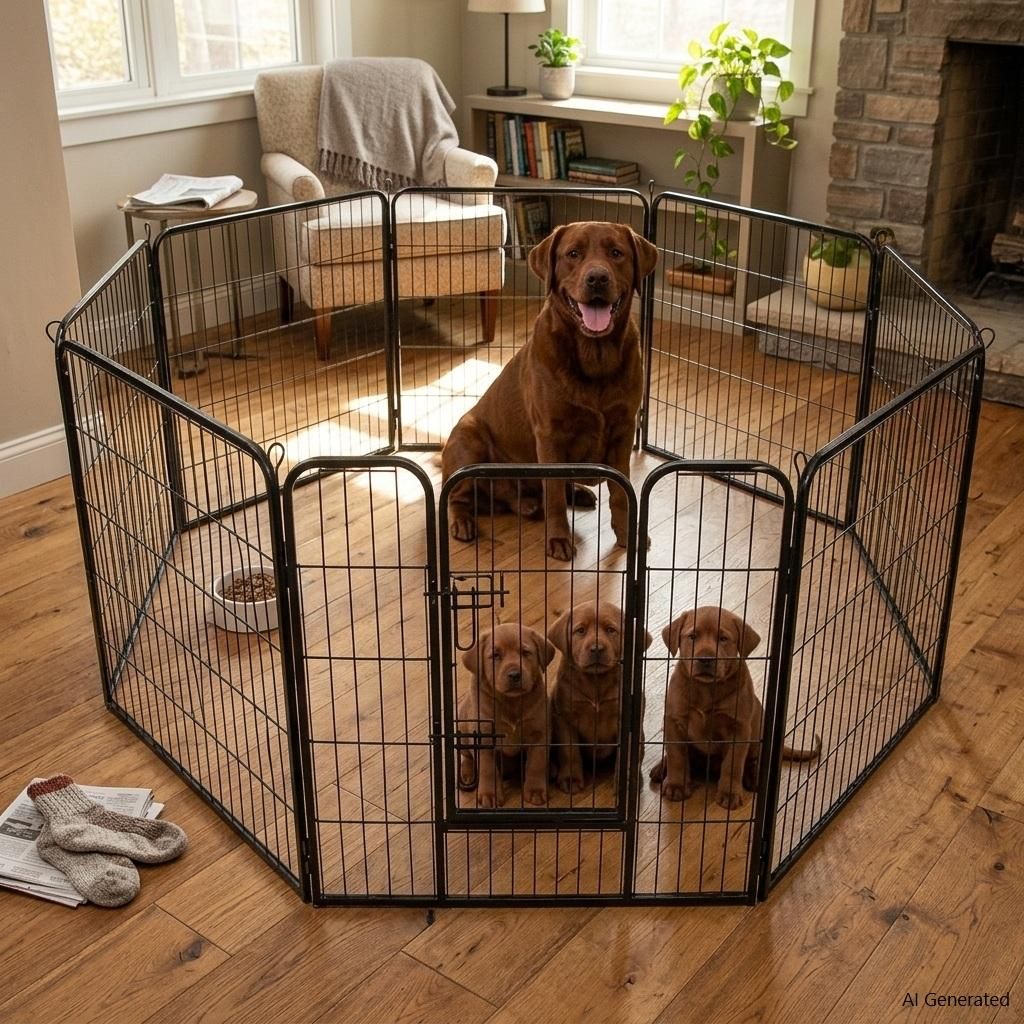 Welpenfreigehege YOUNG DOGS Größe L Welpenauslauf Produktbild  KI-generiertes Bild