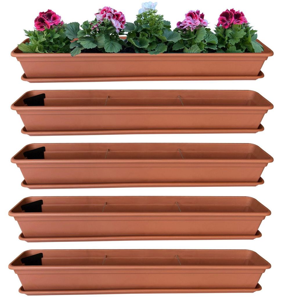 4er Blumenkasten Set Balkonkasten Pflanzkasten Terracotta Produktbild 