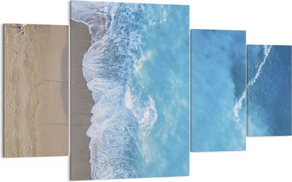 Bild auf Leinwand - Leinwandbild - 4 Teile - Strand Rand Meer - 160x90cm - Wand Bild - Wanddeko - Wandbilder - Leinwanddruck - Bilder - Wanddekorat...