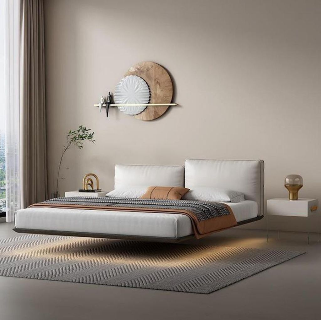 Weißes Wandbett Designer LED-Bett Modernes Schlafzimmer Produktbild 