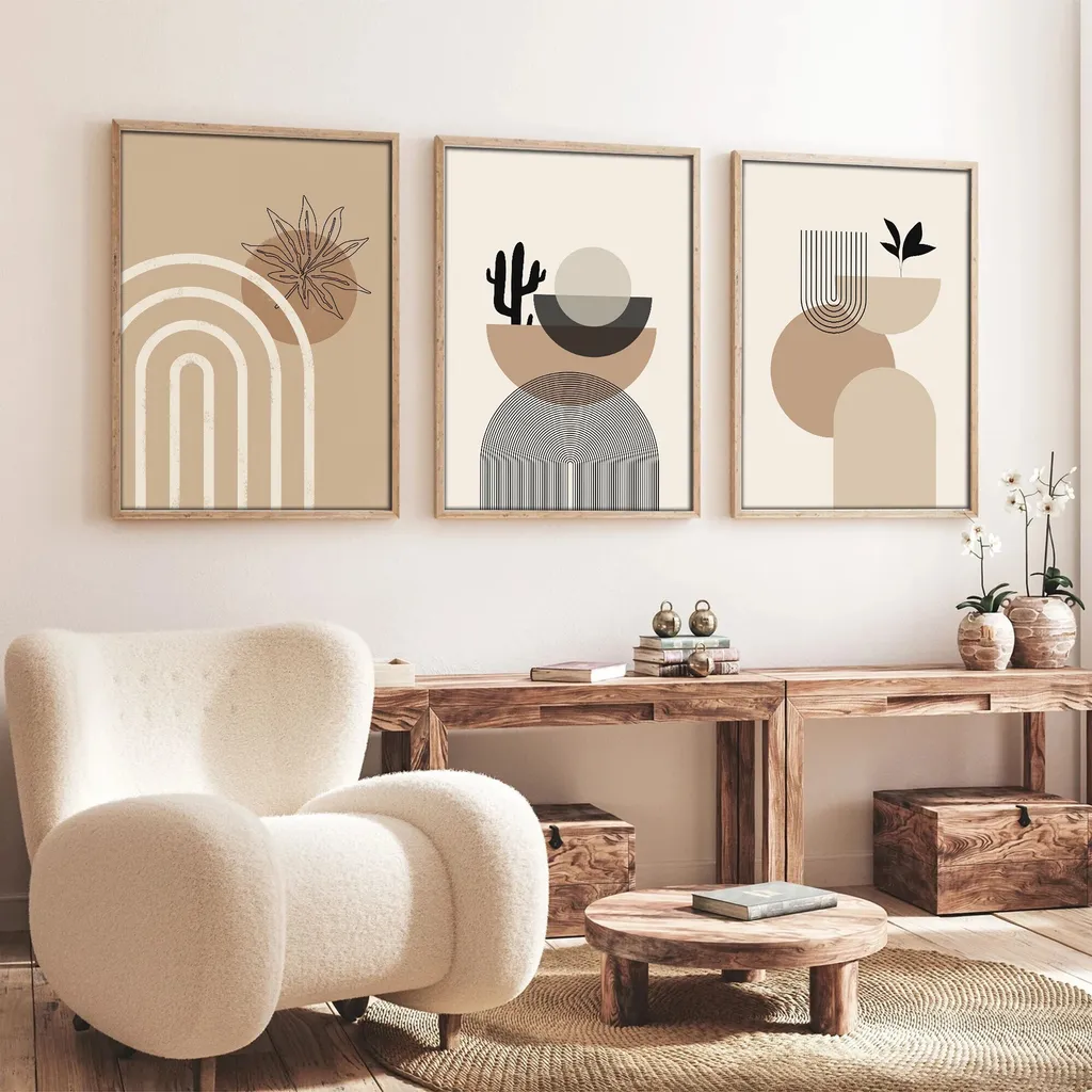 Wallity Huhu264 Set 3 Quadri 50x70 MDF con Cornice Multicolore