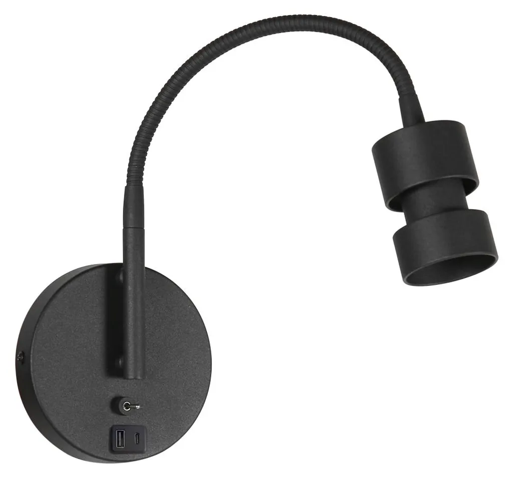 Applique murale compacte noire Mexlite Upround 3517ZW gain de place