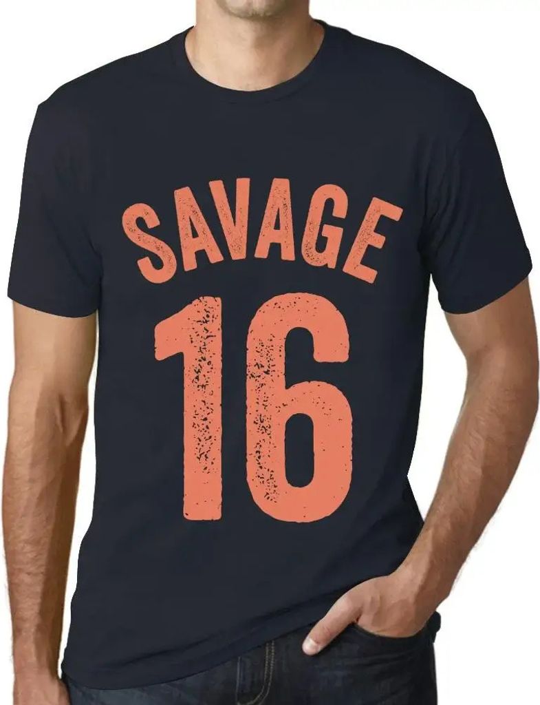 Herren Grafik T-Shirt Savage 16 Geschenk 16. Geburtstag Jahrestag 16 Jahre Jubiläum 16 Jährige Mann Jahrgang 2008 Kurzarm Lustige Druck