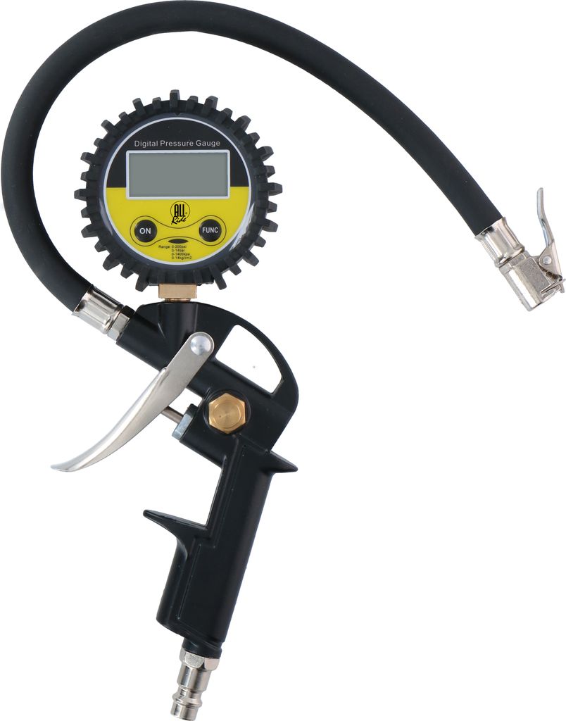 All Ride Digital Reifendruckprüfer mit Manometer PSI/BAR/KPA/KG Batteriebetrieben 30 CM Luftschlauch Kompatibel mit den meisten Kompressoren Auto,...