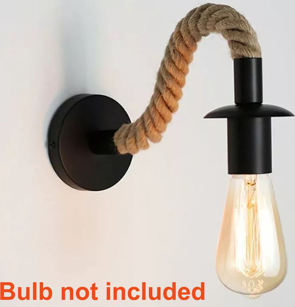Industrielle Vintage - Wandlampe mit E27 - Sockel, Rohr - und Hanfdesign: Ein stilvoller Leuchtbegleiter für Innenräume