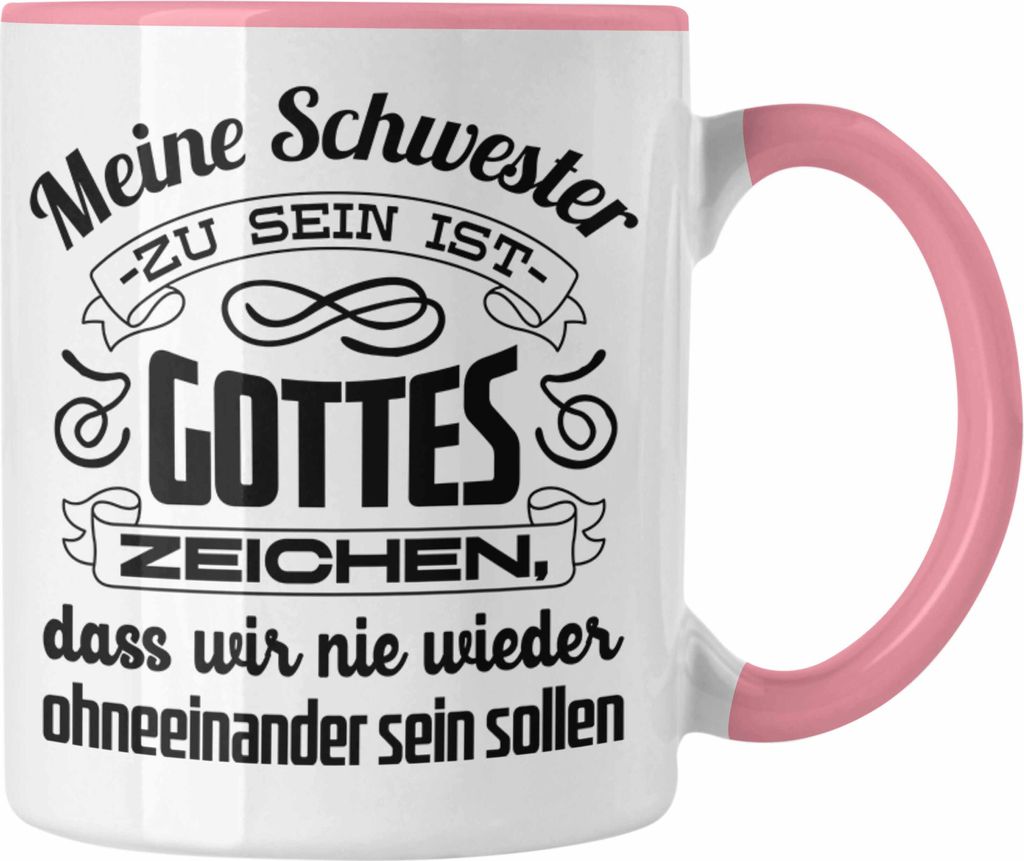 Trendation - Beste Schwester Tasse mit Spruch Geschenkidee Geburtstag Schwester von Schwester (Rosa)