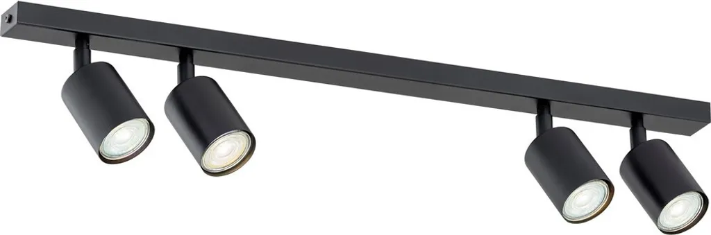 Plafonnier 4 spots FLASH 4xGU10 Emibig, rampe noire de 70 cm élégante