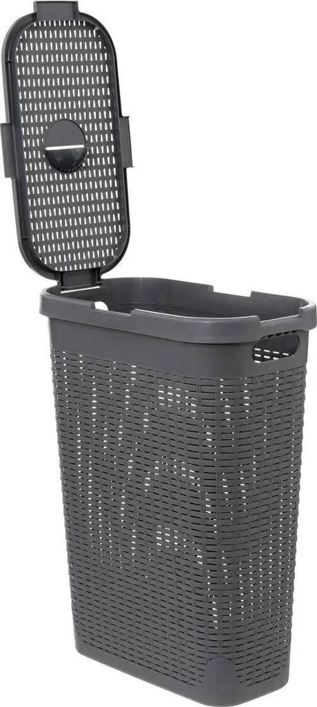 Schmaler Wäschekorb aus Kunststoff Five® - Grau - Mit Produktbild 