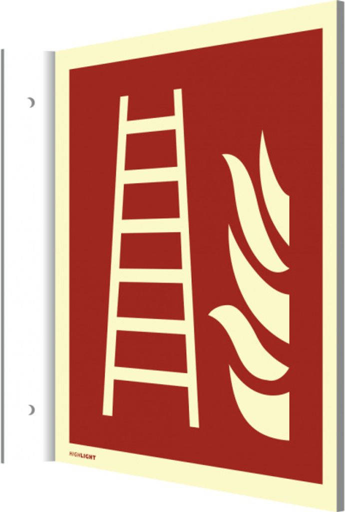 Dreifke Fahnenschild Feuerleiter ISO 7010, Kunststoff, nachleucht., 160-mcd,...
