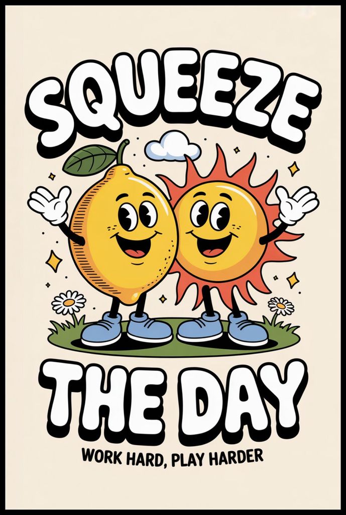 Poster 61x91,5cm Motivational Affirmation Retro Vintage für das Wohnzimmer Squeeze