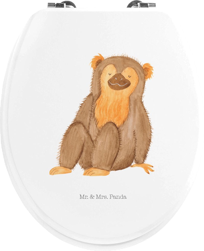 Mr. & Mrs. Panda Toilettendeckel Affe - Weiß - Geschenk, Klobrille, Liebe, Affen, Afrika, Klodeckel, Klo-Deckel, Äffchen, Holz, Selbstliebe, Moti...