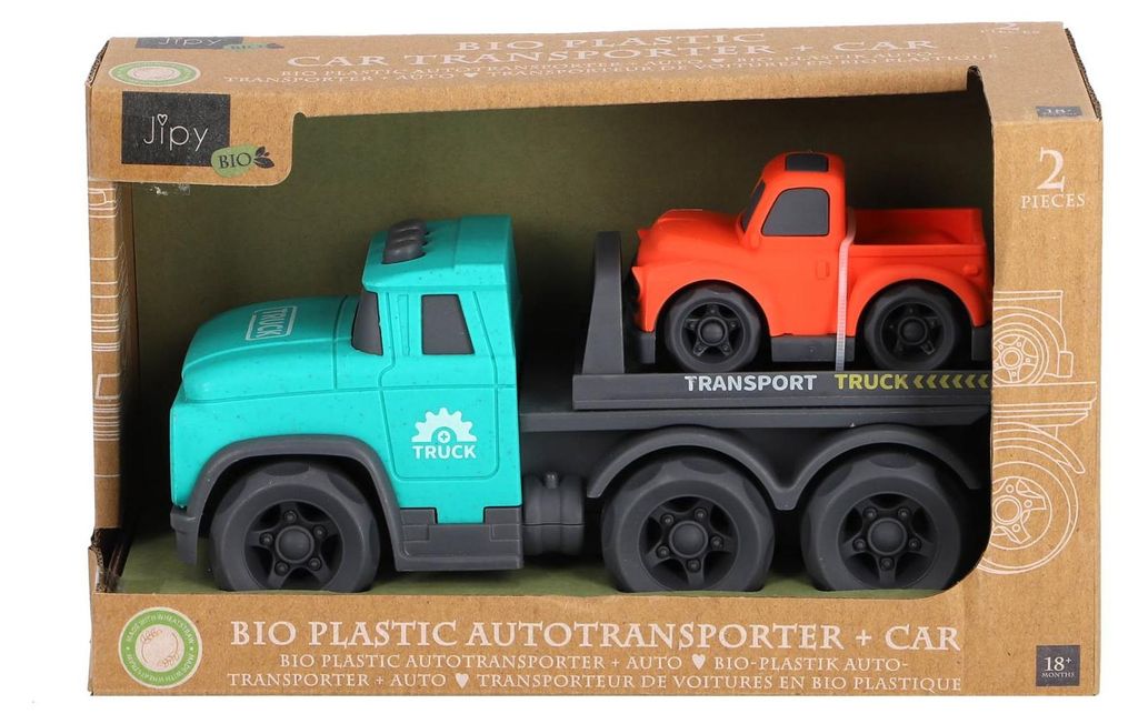 KiddyGo Autotransporter Bioplastik Spielzeug mit Formenbox und Auto