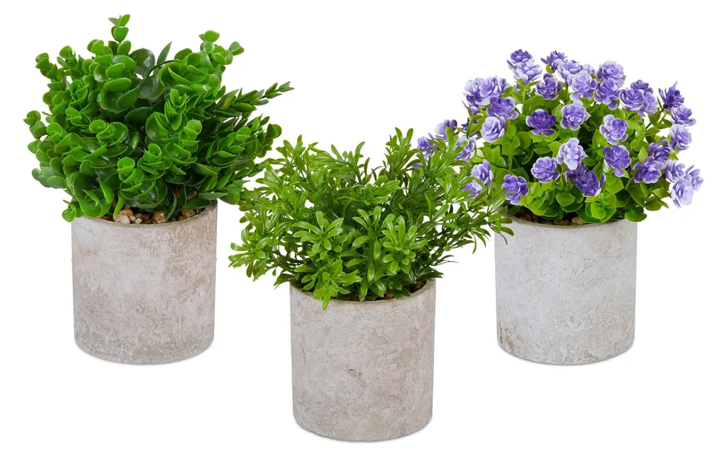 Assortiment de 3 plantes artificielles en pot pour décoration d'intérieur