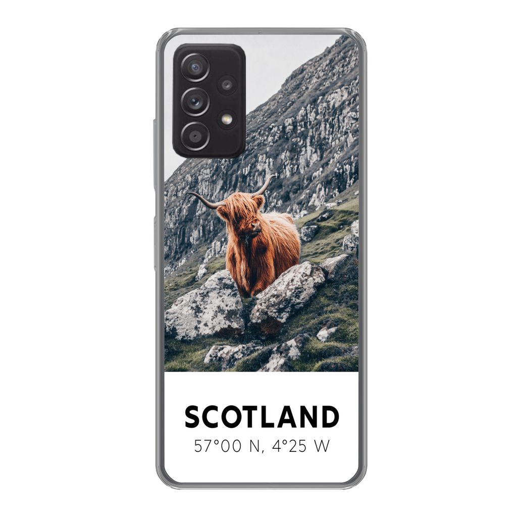 MuchoWow Handyhülle Schutzhülle Hülle für Samsung galaxy a73 Schottland - Schottische Highlander - Berge Silikon Softcase Handy Hülle - Hand...