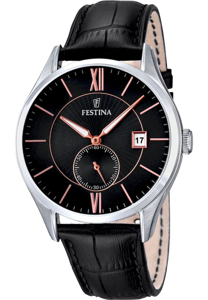 FESTINA Herren-Armbanduhr Retrograde Analog Quarz Leder schwarz UF16872/4
