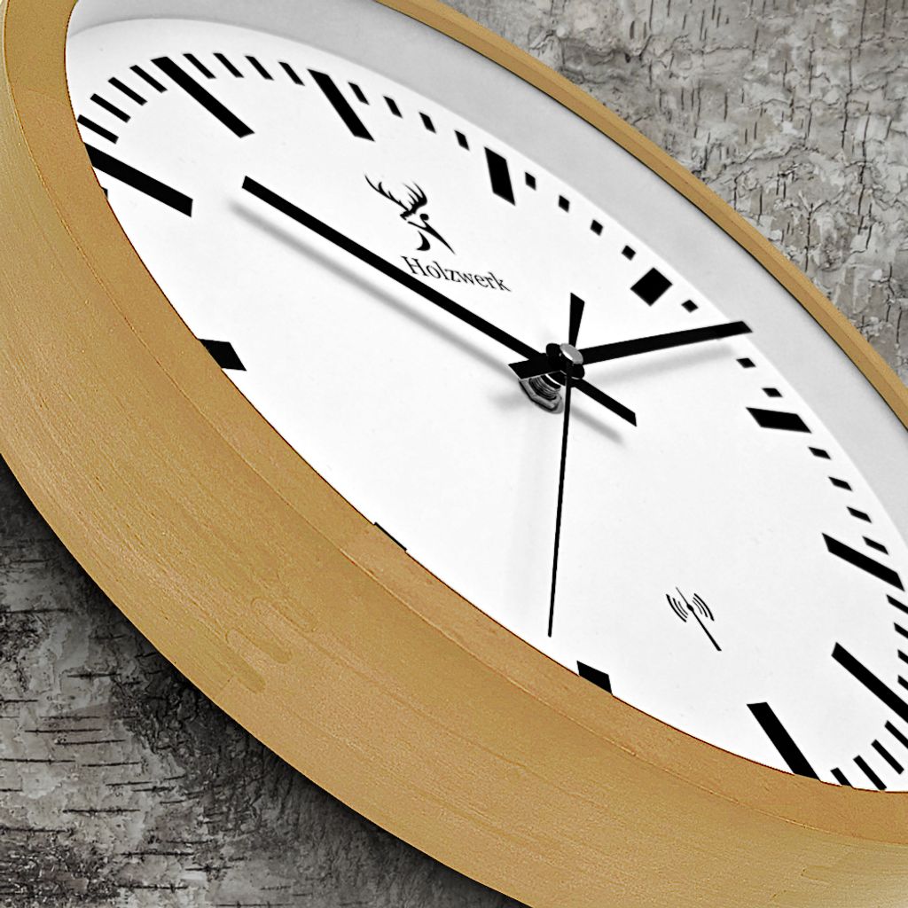 Holzwerk GOLDBERG (FUNK) moderne Bahnhof Holz Funk Wanduhr, Produktbild 6