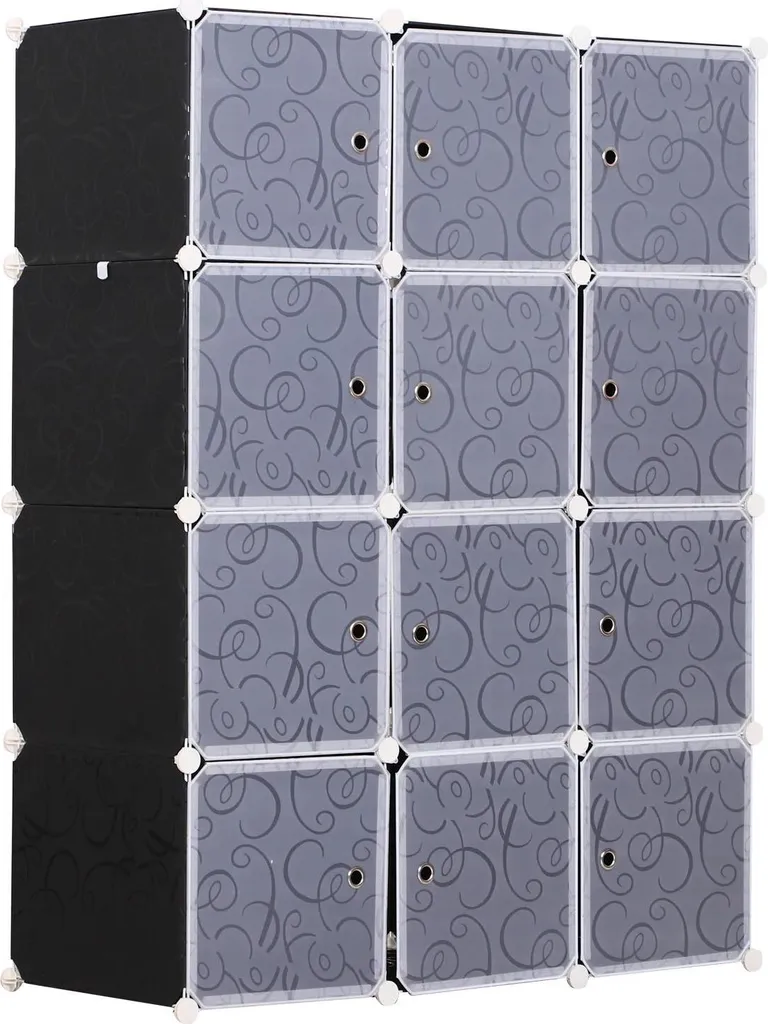 Rangement chambre modulable 12 cubes pour vêtements et linge avec portes