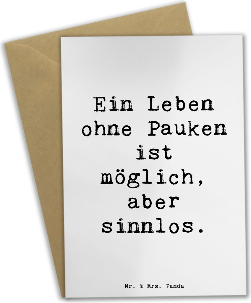 Mr. & Mrs. Panda babykarte Spruch Pauken Leben - Weiß - Geschenk, Instrument, Schlagzeug, Lernen, weihnachtskarten, Musik, Musiker, Grußkarten, B...