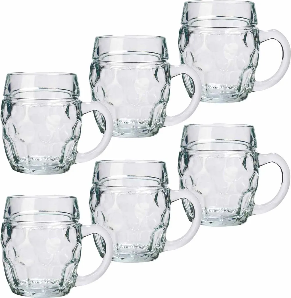 STÖLZLE LAUSITZ Set 6 Boccali Tübinger Augenkanne 0,5L – Bicchieri Da Birra Tradizionali In Vetro, Lavabili E Infrangibili, Made In Germany