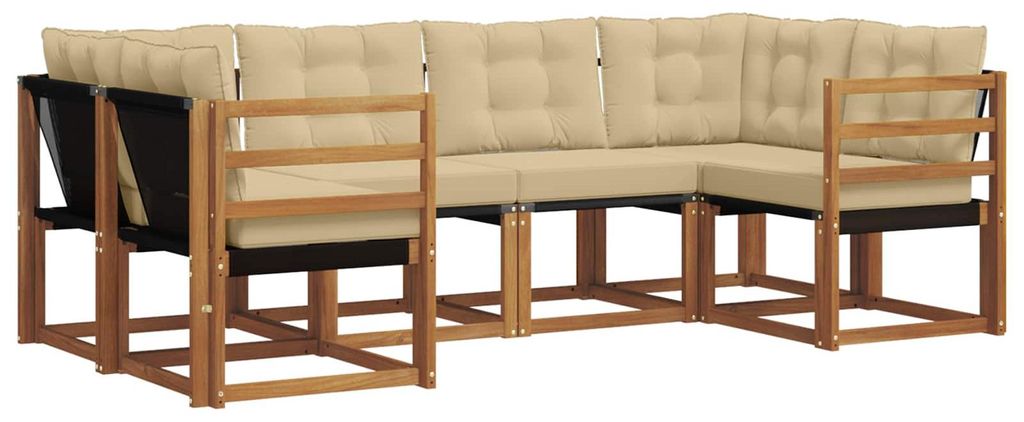 vidaXL Outdoor-Sofagarnitur mit Kissen 6 pcs Natur und Beige