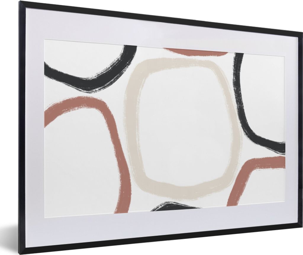 MuchoWow Gerahmtes Poster Minimalismus - Geometrische Formen - Pastell - Muster 60x40 cm - Poster mit Schwarzem Bilderrahmen Wandposter Rahmen Fo...