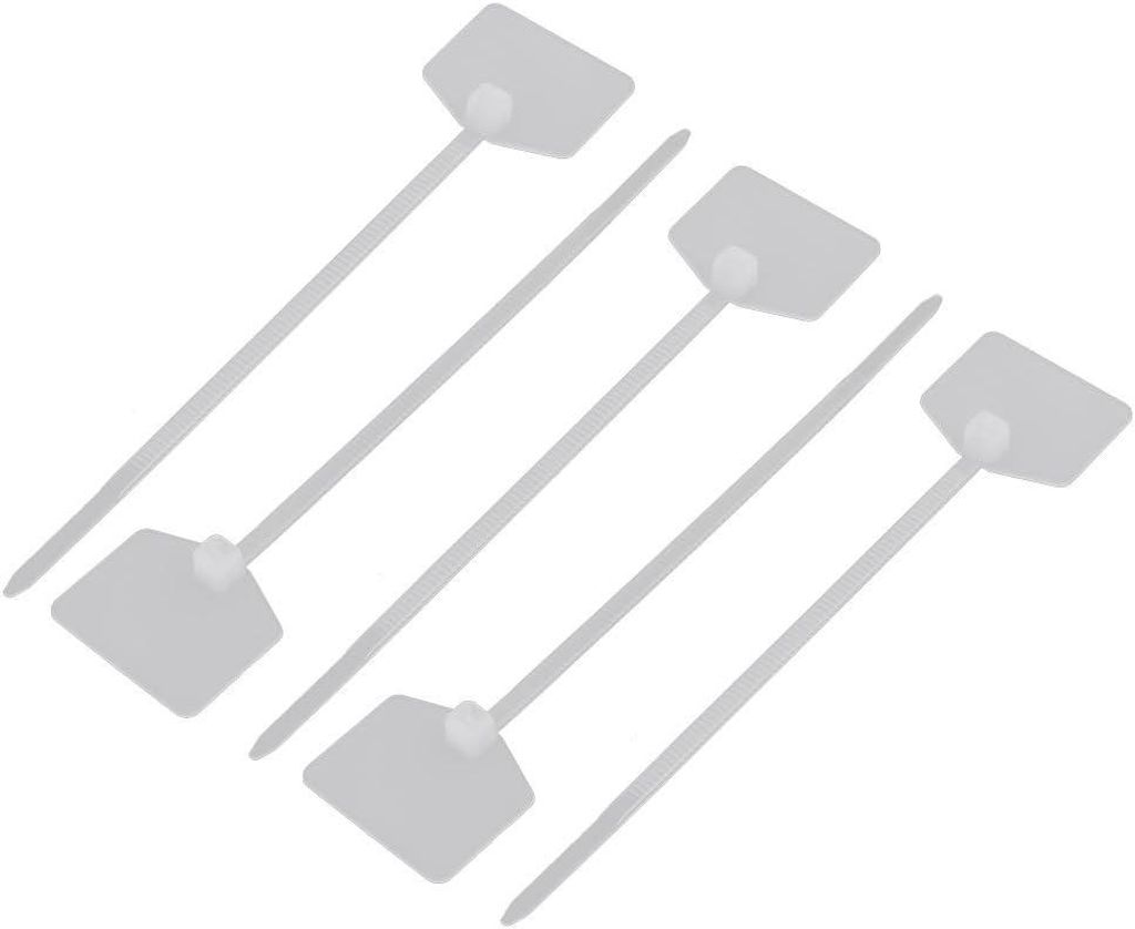 10 selbstsichernde 3×120 mm Nylon-Kabelbinder, weißes Kabeletikett, Kabelmarkierer