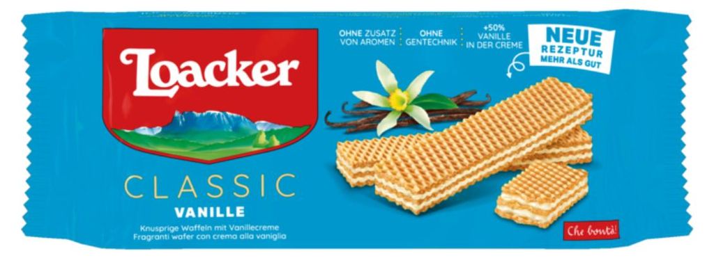 Loacker Vanilla, Kruchy wafel, Wanilina, 175 g, Niebieski, Zdjęcie produktu 