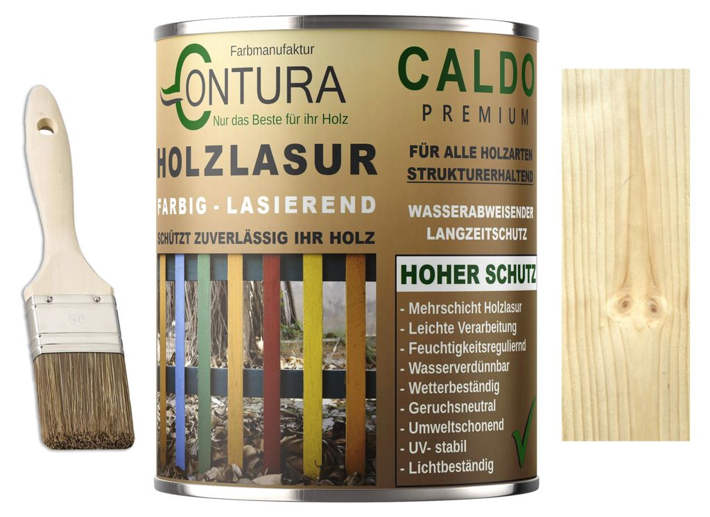 Contura Holzlasur Langzeitschutz Lasur + Pinsel Holz Außen Produktbild 