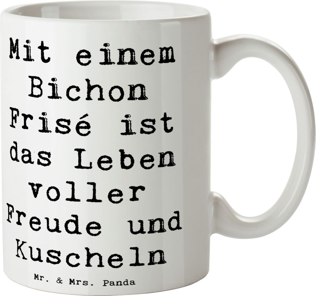Mr. & Mrs. Panda Keramiktasse Spruch Bichon Frisé Freude - Weiß - Geschenk, Tasse, Hunderasse, freundliche Hunde, Kaffeebecher, Hundeerziehung, L...