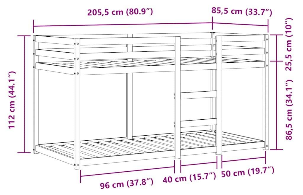 vidaXL Poschodová posteľ so závesmi biela a čierna 80x200 Obrázok produktu 