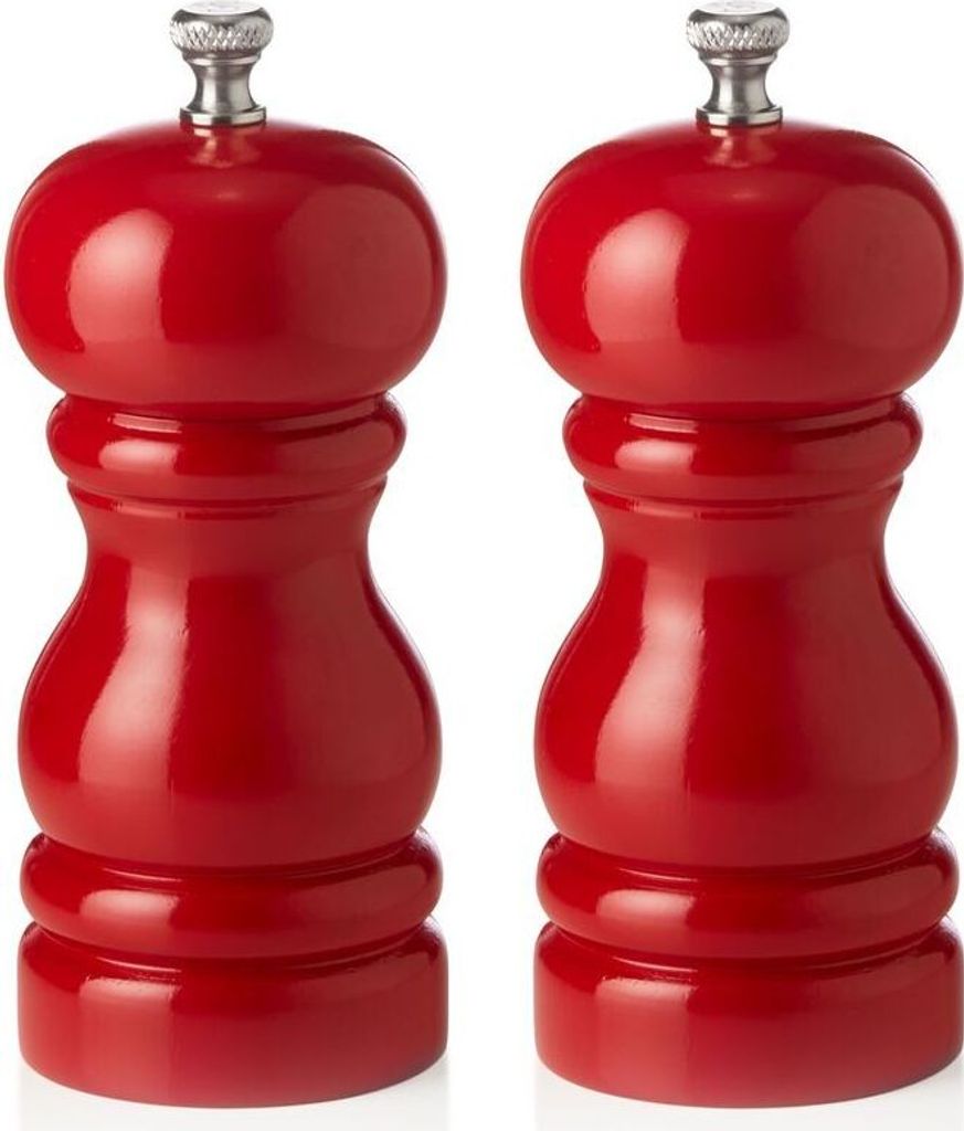 Salzmühle und Pfeffermühle rot glänzend, 11 cm, Gummibaumholz, Classic Mill 2 tlg. Set
