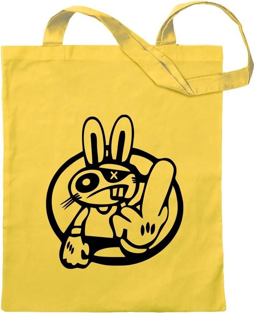 Kiwistar - Baumwolltasche - gelb - Drift Rabbit - Tragetasche Stoffbeutel Umhängetasche langer Henkel