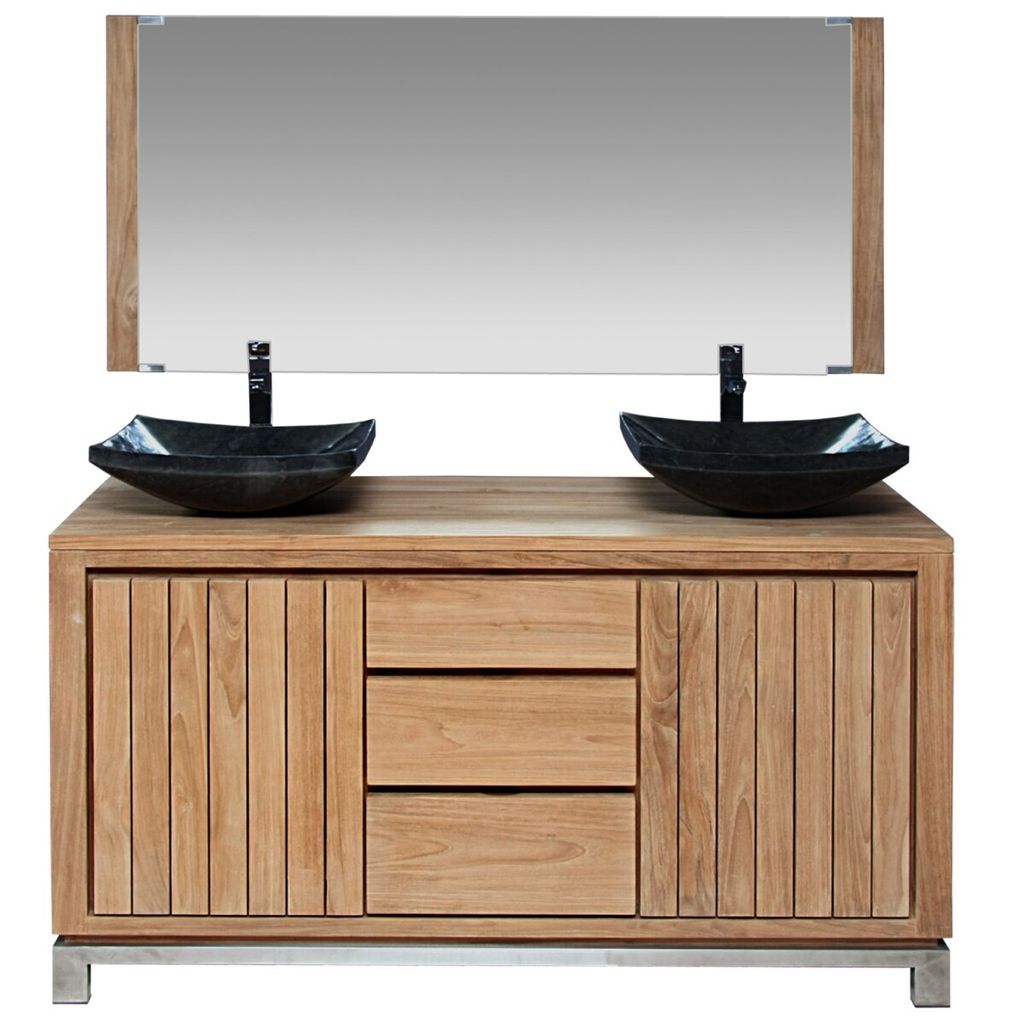 Teako Design Badmöbel Set Arboga Teakholz Edelstahl 120 cm