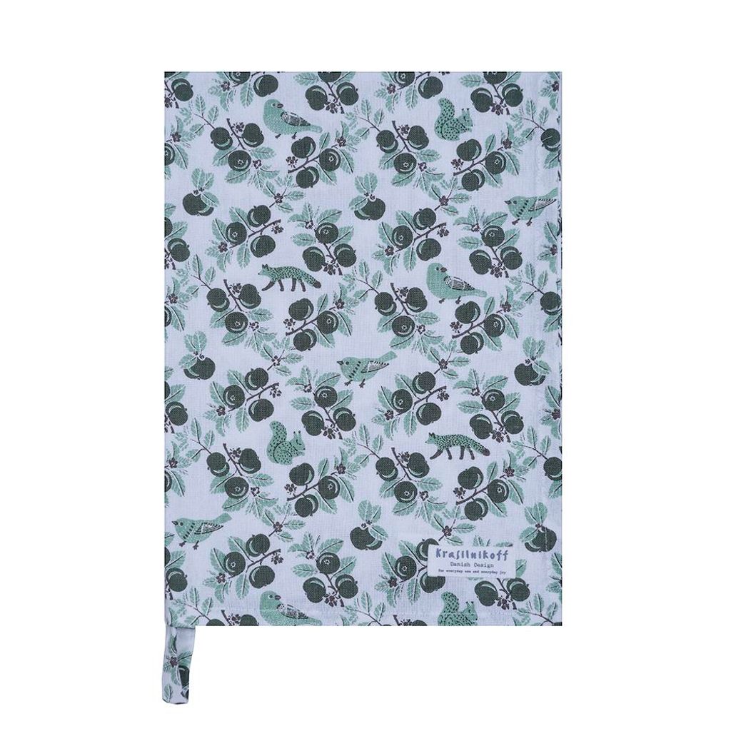 Krasilnikoff – Geschirrtuch KW13624 – Diagonal Animals / Tiere, Green
