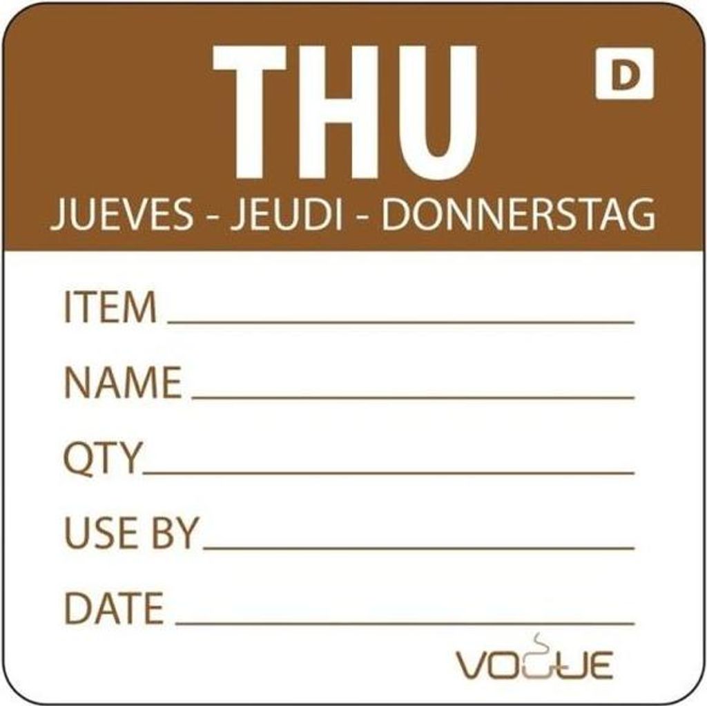 Vogue Auflösbare Etiketten Donnerstag Braun (250 Stück)