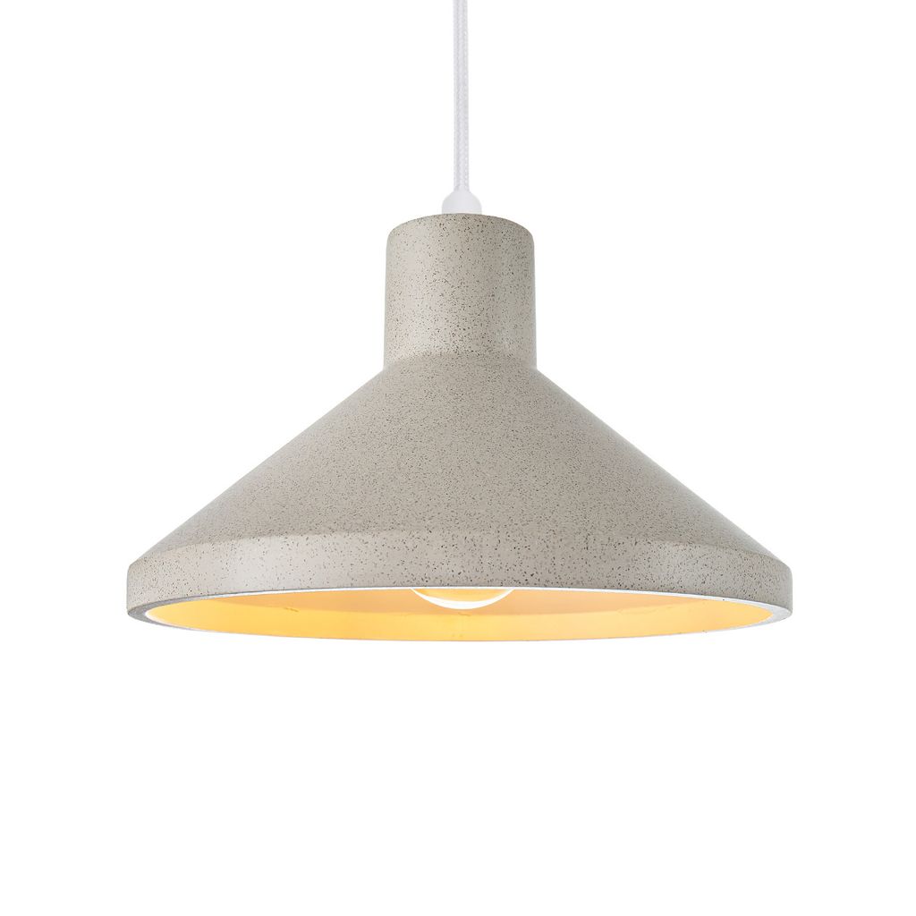 Hängelampe, E27, Lampe Für Wohnzimmer Esszimmer Küche, Höhenverstellbar Farbe Beton-Sandstein-Weiß
