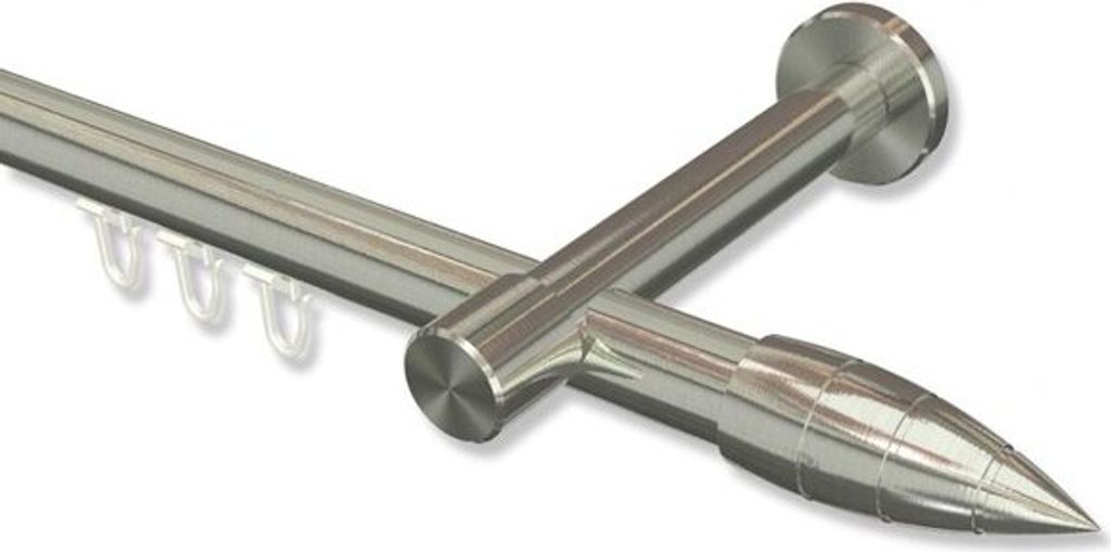 Interdeco Innenlaufstange, Gardinenstange mit Innenlauf Edelstahl-Optik Modell Prestige Samanto, 20 mm Ø 1-läufig, 280 cm (geteilt)