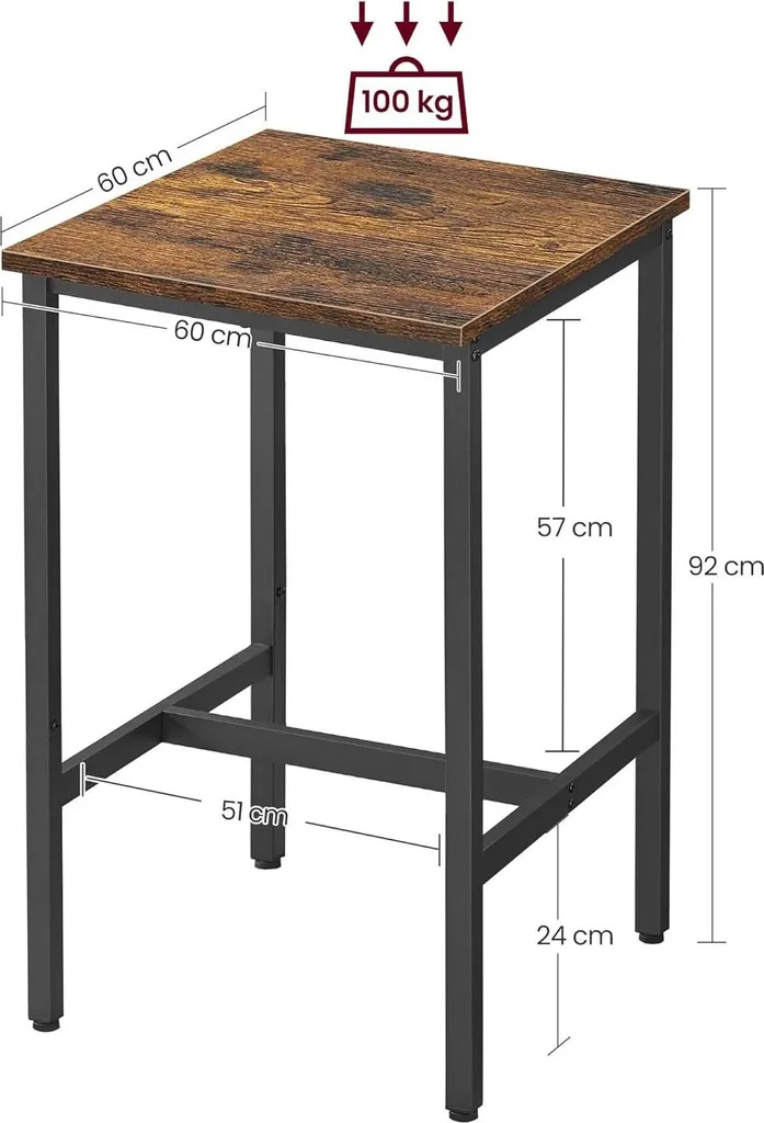 Table de Bar Stable Gain de Place pour Petite Cuisine et Studio 60cm - 5