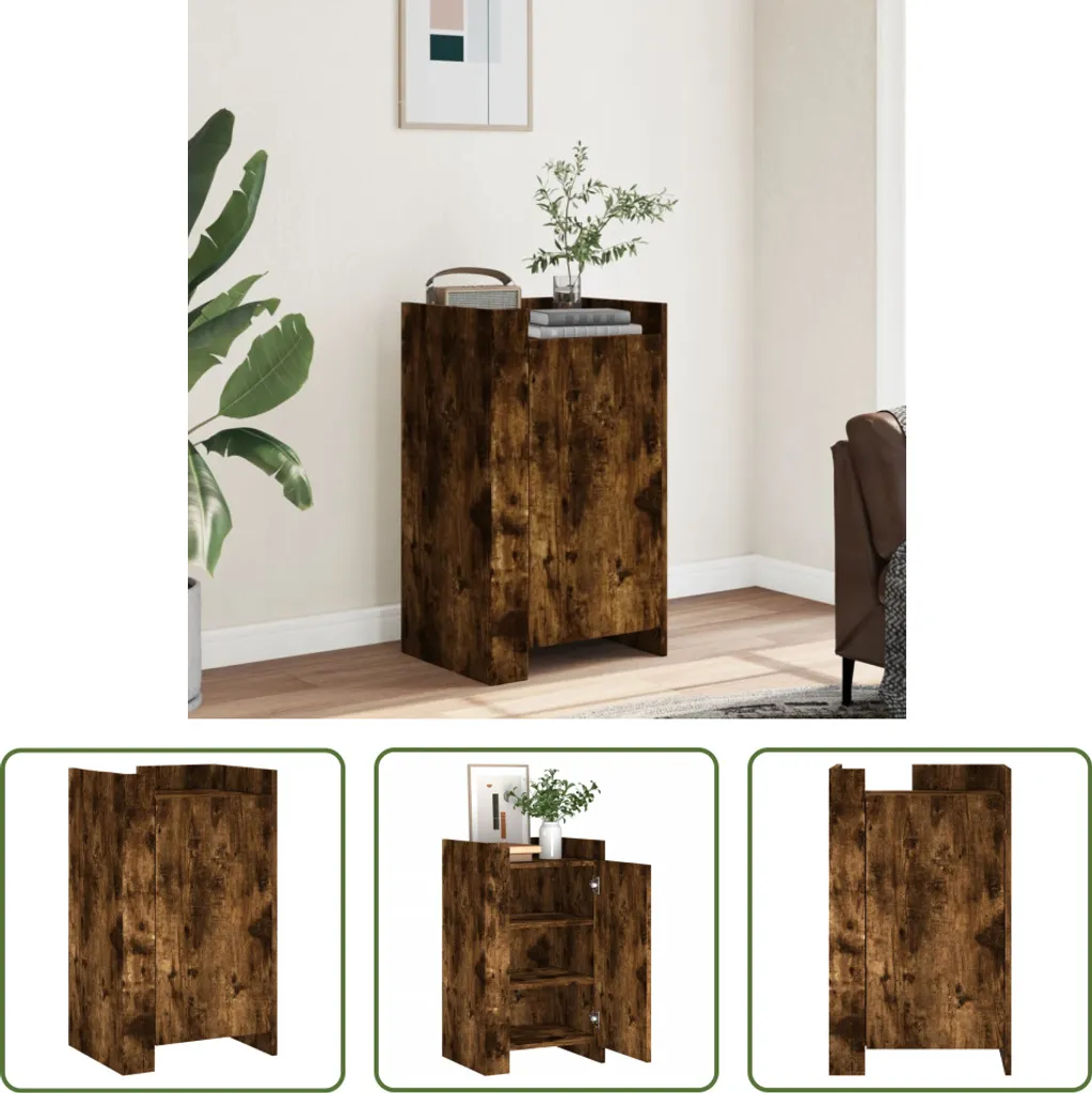 Credenza Rovere Fumé 45x35x75 cm - Design Minimal in Legno Solido