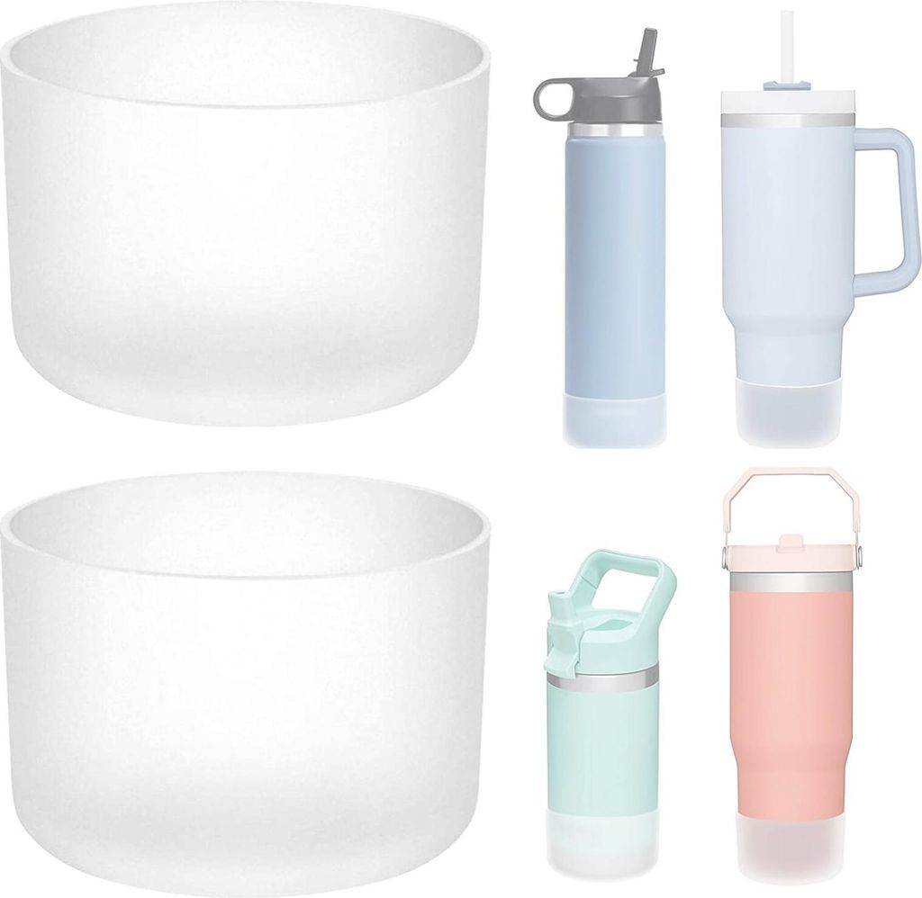 2 Stück Silikon-Schutzhüllen für Stanley & Quencher Becher (30 oz und 40 oz) mit Henkel – Becherbodenhülle – Stanley & Becherzubehör, tran...